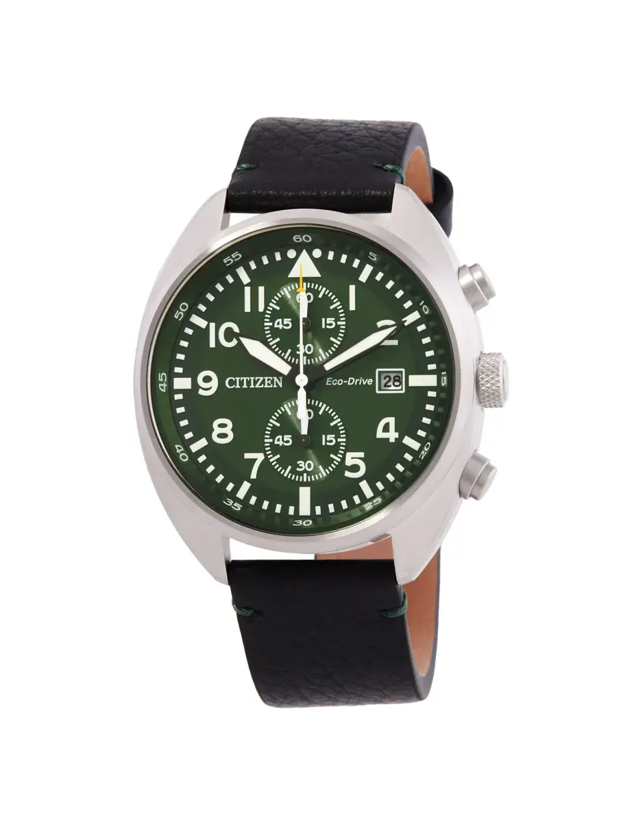 Мужские часы Citizen Chronograph Eco-Drive с зеленым циферблатом CA7041-07X — изображение 1 из 3, оттенок серебряный