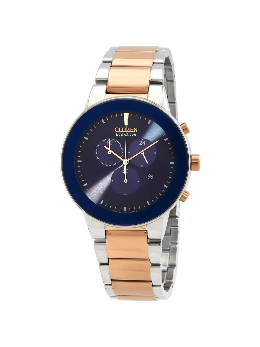 Мужские часы Citizen Chronograph Eco-Drive с синим циферблатом AT2244-84L — изображение 1 из 3, оттенок серебряный