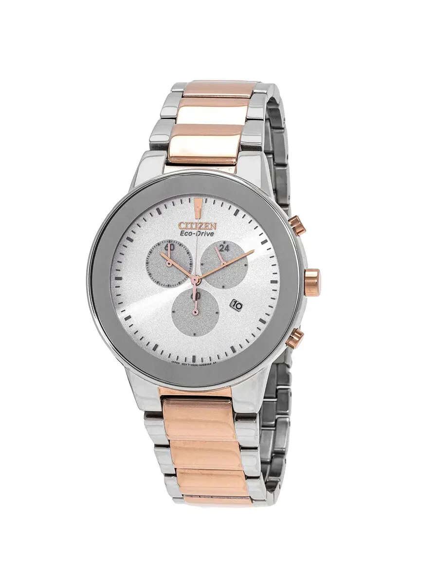 Мужские часы Citizen Chronograph GMT с белым циферблатом и двухцветным корпусом AT2244-84A — изображение 1 из 3