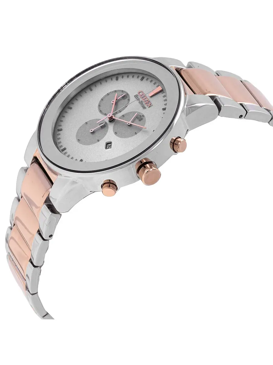 Мужские часы Citizen Chronograph GMT с белым циферблатом и двухцветным корпусом AT2244-84A — изображение 2 из 3