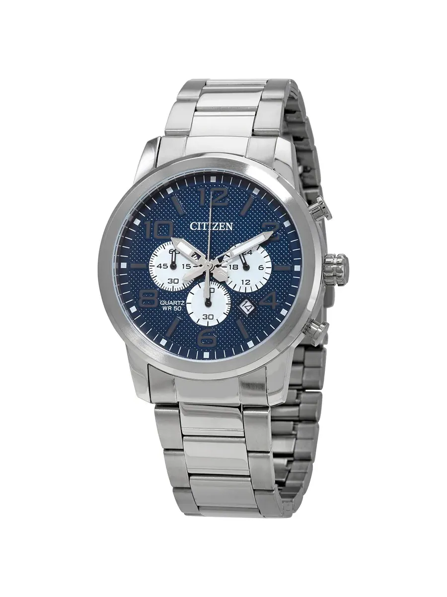 Мужские часы Citizen Chronograph Quartz с синим циферблатом AN8050-51M — изображение 1 из 3, оттенок серебряный