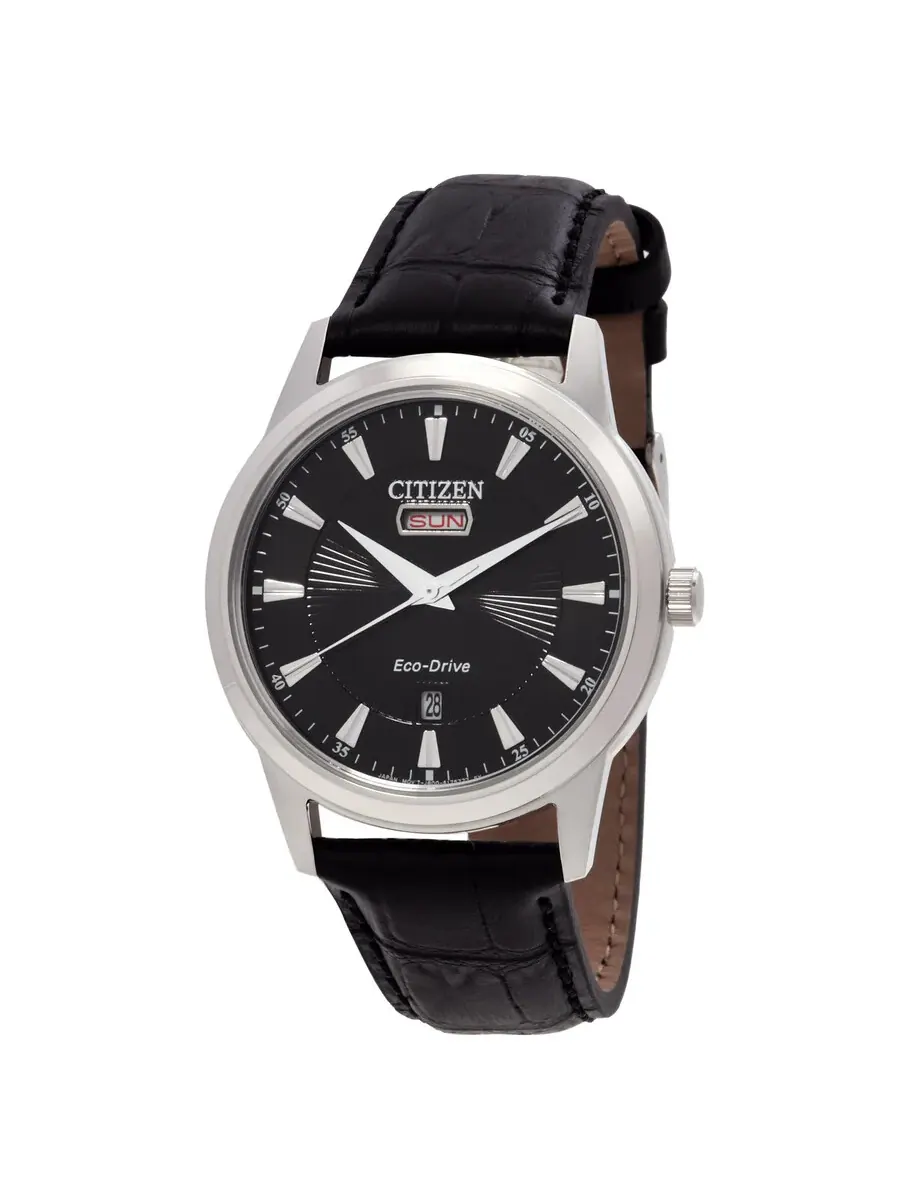Мужские часы Citizen Eco-Drive с черным циферблатом AW0100-27E — серебристый