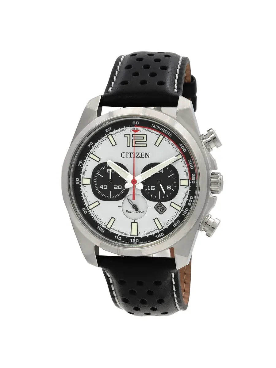 Мужские часы Citizen Eco-Drive с хронографом и белым циферблатом CA4640-09A — серебристый