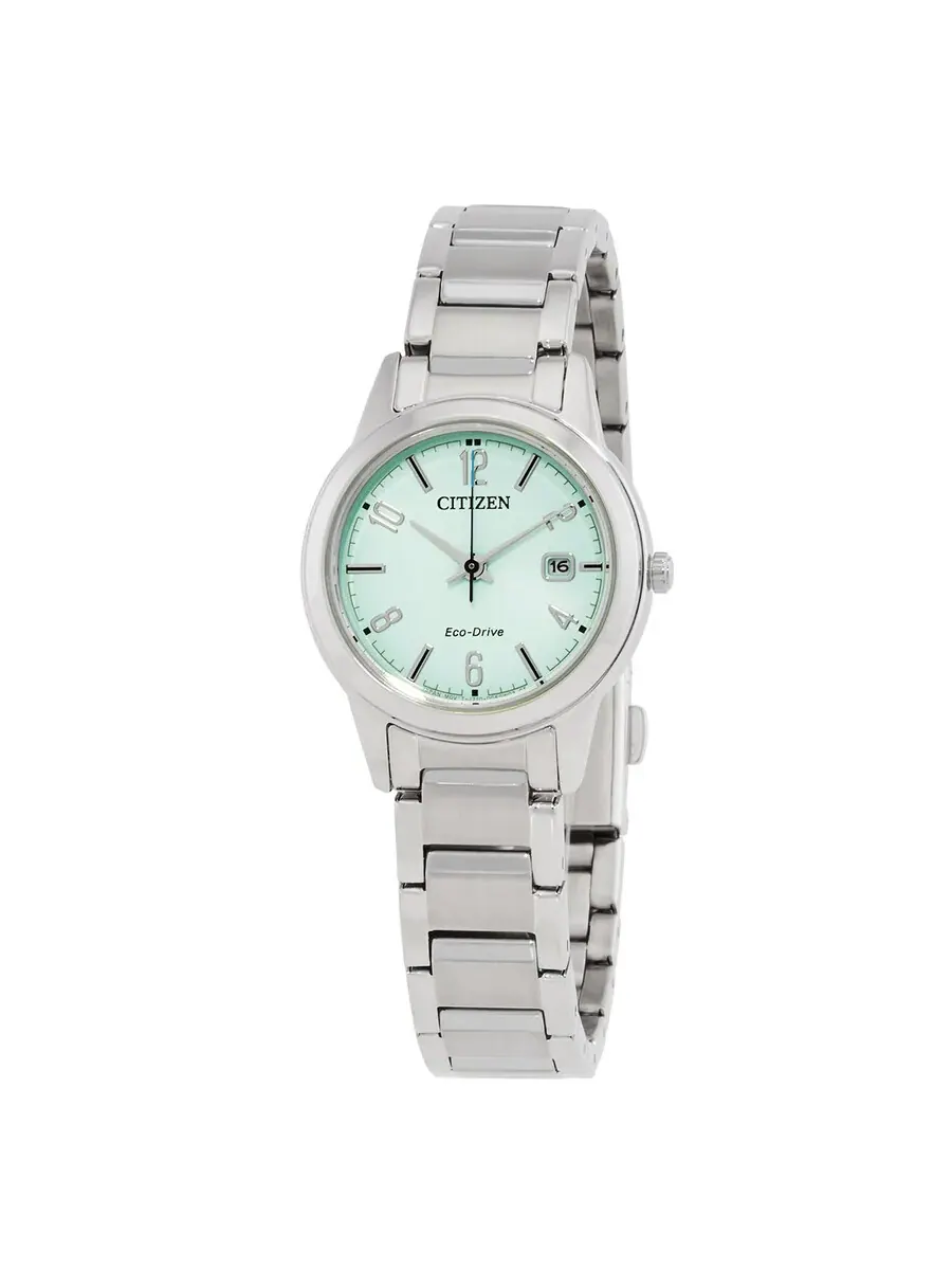 Женские часы Citizen Eco-Drive с зеленым циферблатом FE1241-71X — изображение 1 из 3, оттенок серебряный