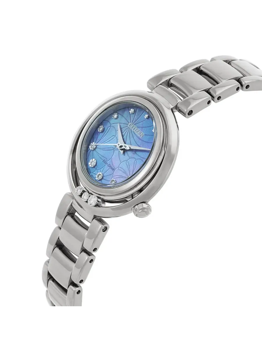 Женские часы Citizen L Eco-Drive Diamond Mother of Pearl Blue Dial EM1110-81N — изображение 2 из 3, оттенок серебряный