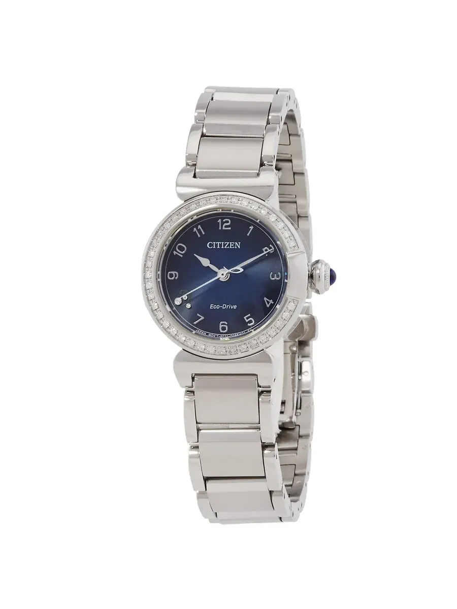 Женские часы Citizen L May Bells Crystal Eco-Drive с синим циферблатом EM1120-87L — изображение 1 из 3, оттенок серебряный
