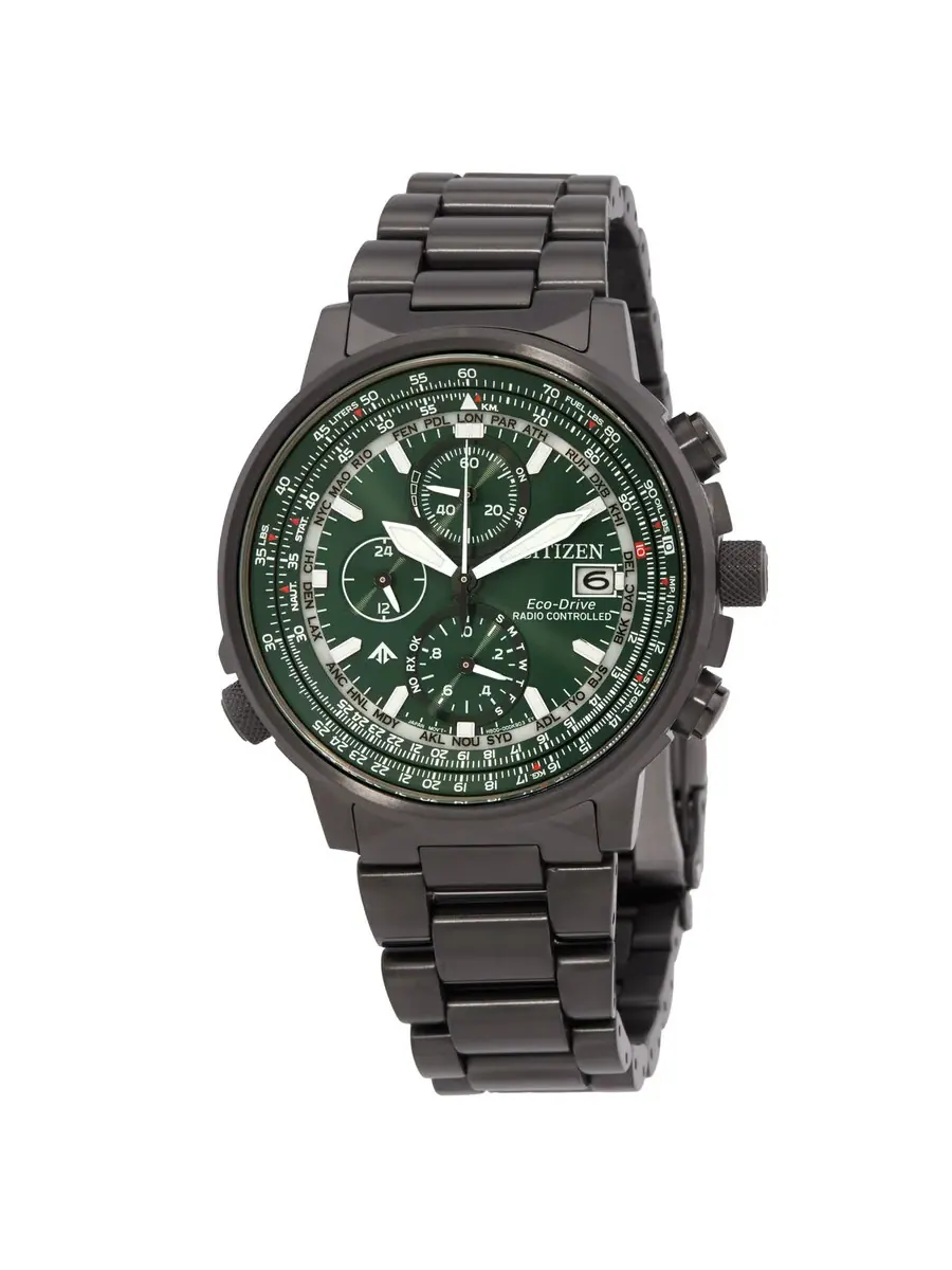 Мужские часы Citizen Promaster Chronograph с зеленым циферблатом AT8304-57W — изображение 1 из 3, оттенок серый