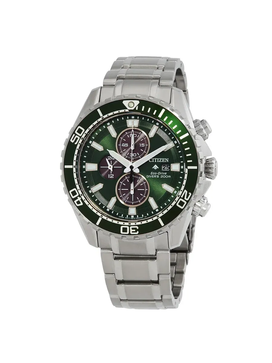 Мужские часы Citizen Promaster Dive Chronograph Eco-Drive с зеленым циферблатом CA0820-50X — изображение 1 из 3