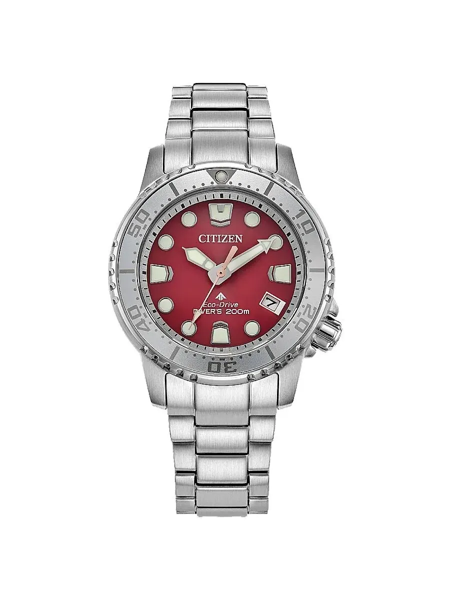 Женские часы Citizen Promaster Dive с красным циферблатом EO2027-50Z — изображение 1 из 3, оттенок серебряный