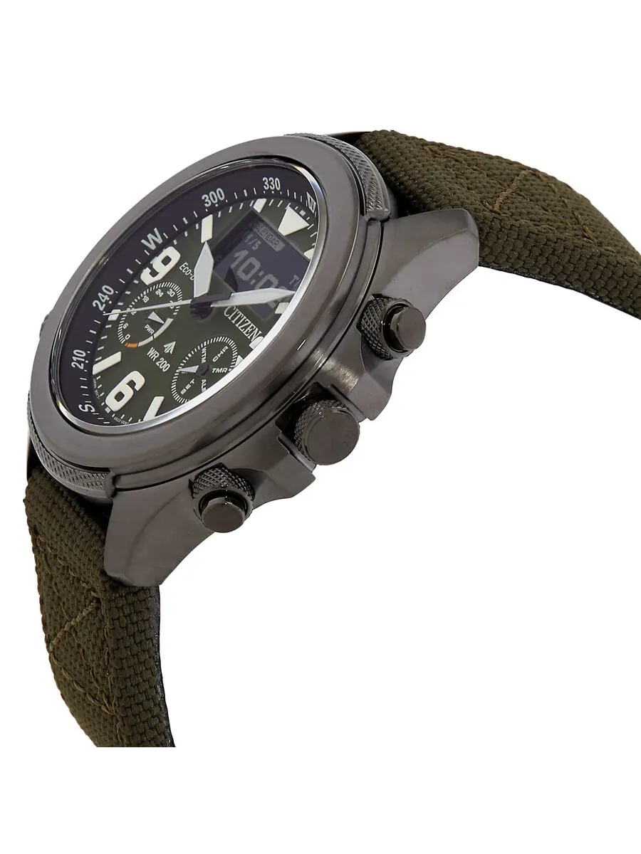 Мужские часы Citizen Promaster Land аналогово-цифровые с зеленым циферблатом JV1005-02W — изображение 2 из 3, оттенок серый