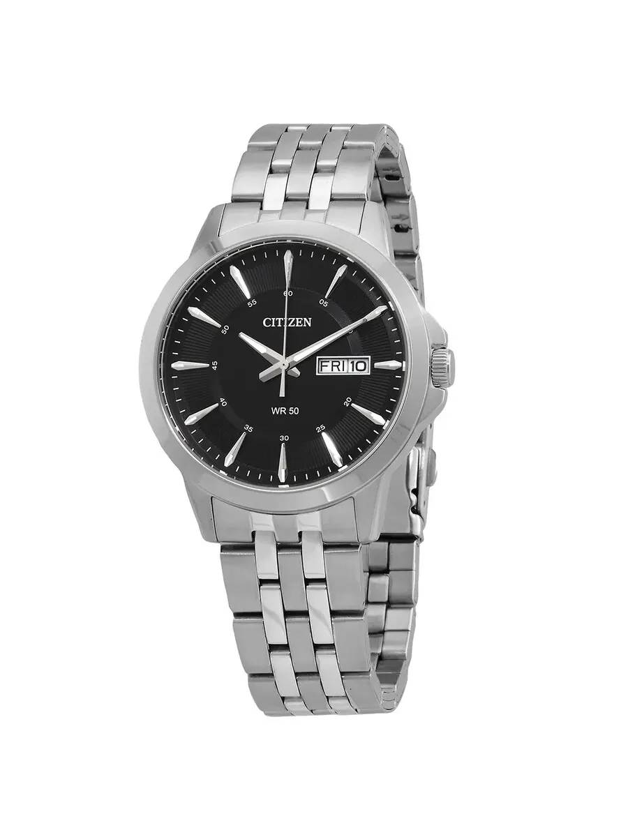 Мужские часы Citizen Quartz с черным циферблатом и корпусом из нержавеющей стали BF2011-51E — изображение 1 из 3