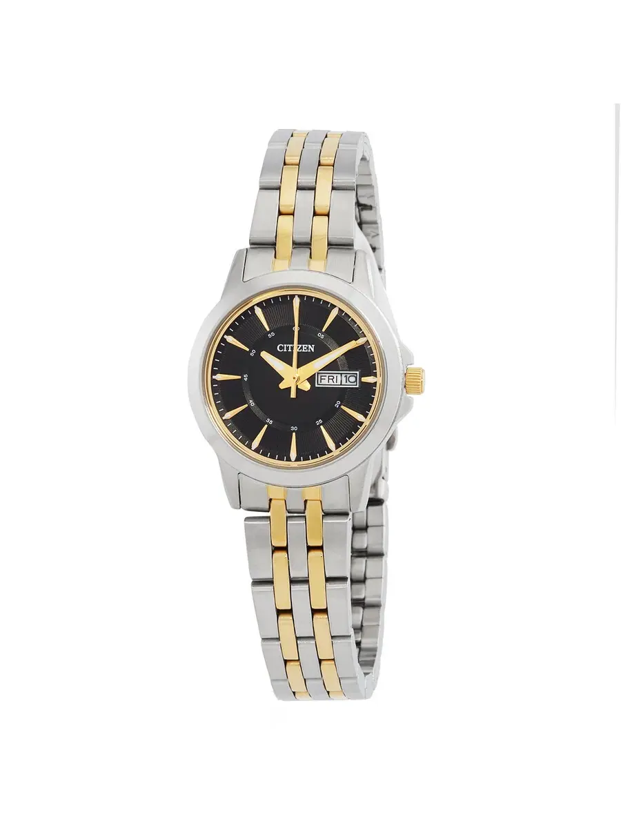 Женские кварцевые часы Citizen EQ0608-55E с черным циферблатом и двухцветной отделкой — изображение 1 из 3