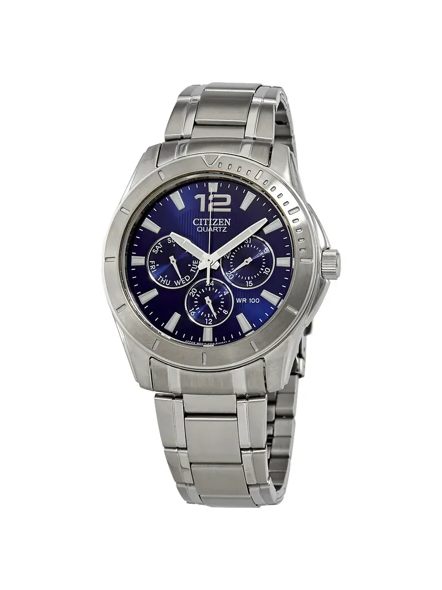 Мужские кварцевые часы Citizen AG8300-52L с синим циферблатом и корпусом из нержавеющей стали — изображение 1 из 3
