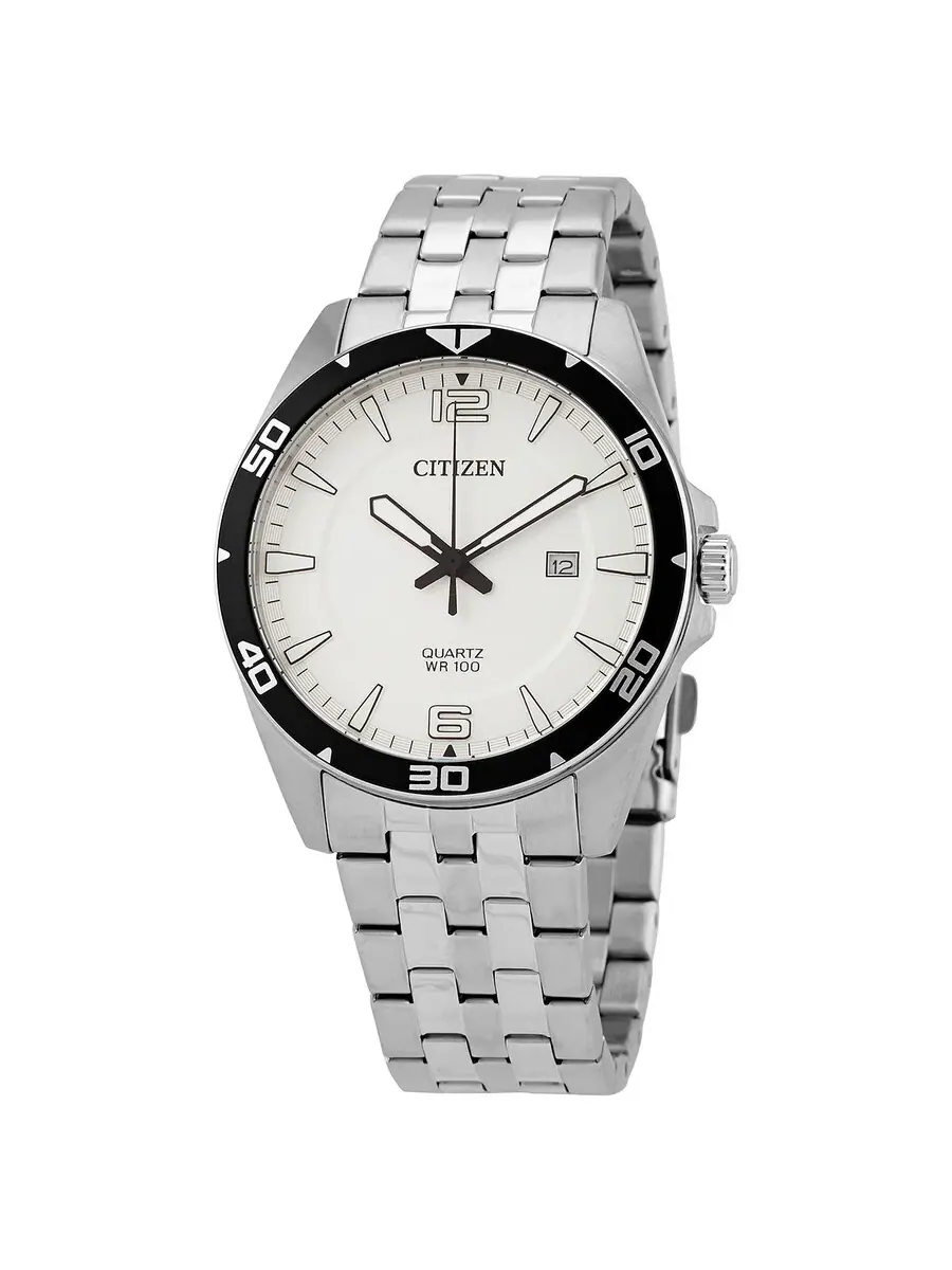 Мужские часы Citizen Quartz с белым циферблатом и корпусом из нержавеющей стали BI5051-51A — изображение 1 из 3