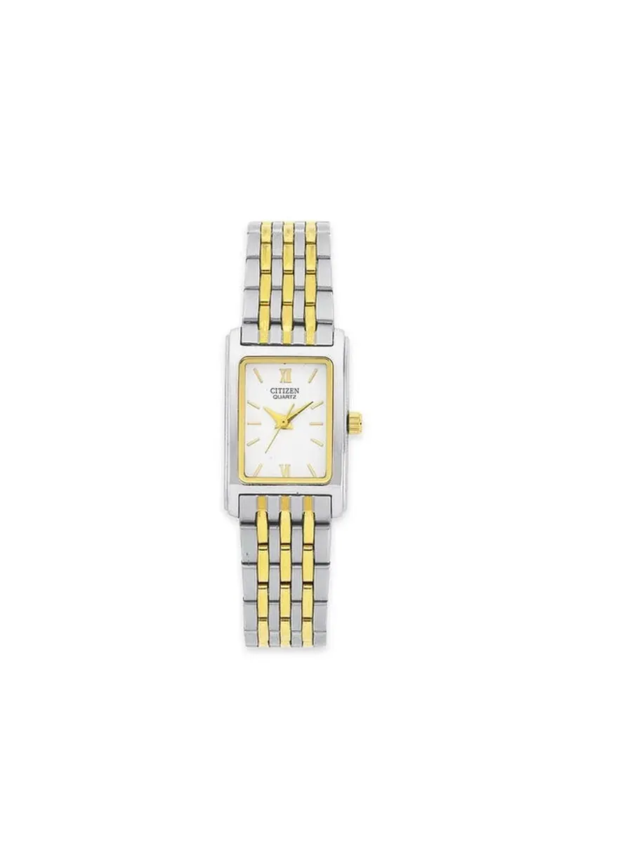 Женские кварцевые часы Citizen EJ5854-56A с белым циферблатом и двухцветной отделкой — изображение 1 из 1, оттенок серебряный