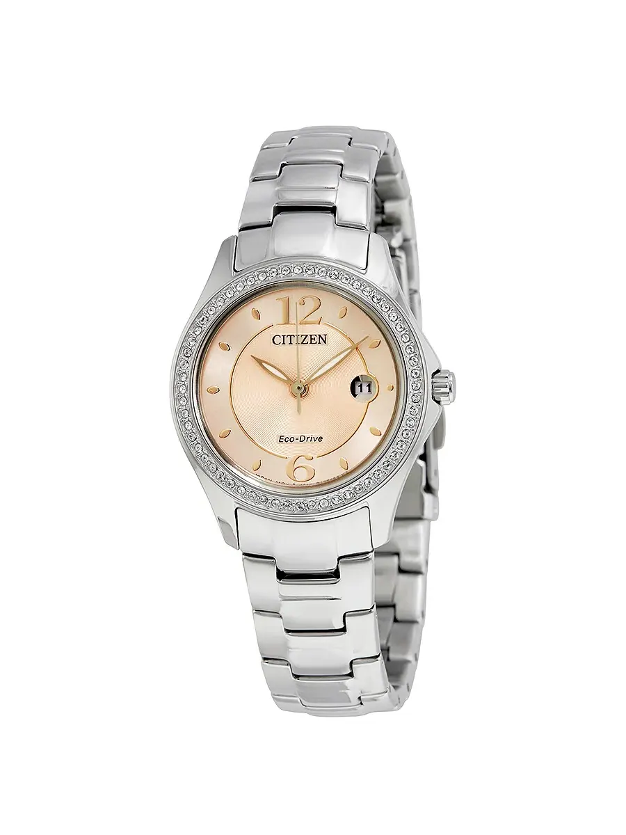 Женские часы Citizen Silhouette Crystal Eco-Drive с розовым циферблатом и бриллиантами FE1140-86X — изображение 1 из 3
