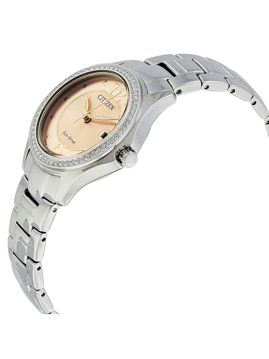 Женские часы Citizen Silhouette Crystal Eco-Drive с розовым циферблатом и бриллиантами FE1140-86X — изображение 2 из 3