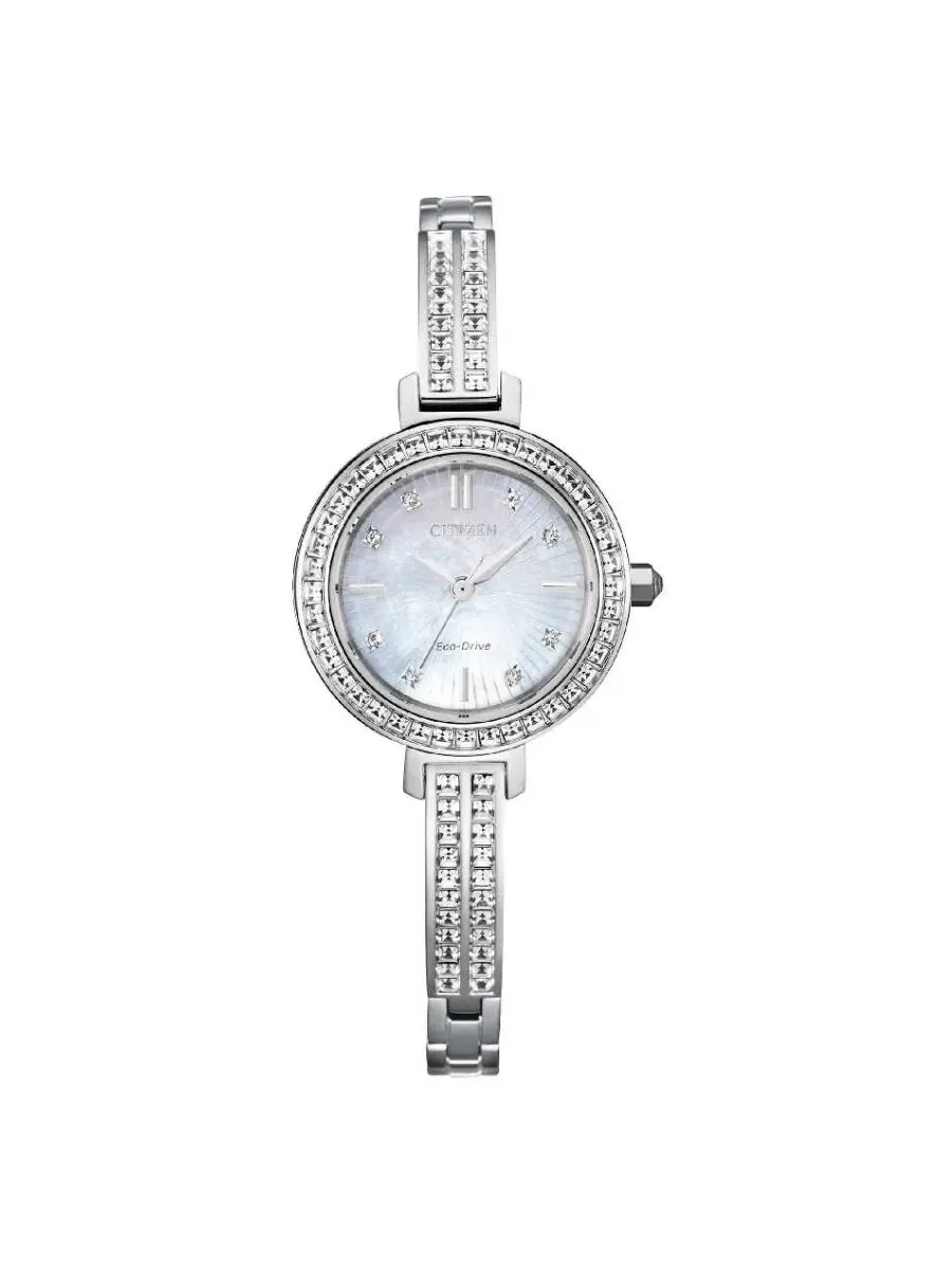 Женские часы Citizen Silhouette Crystal Eco-Drive с белым циферблатом EM0860-51D — изображение 1 из 3, оттенок серебряный