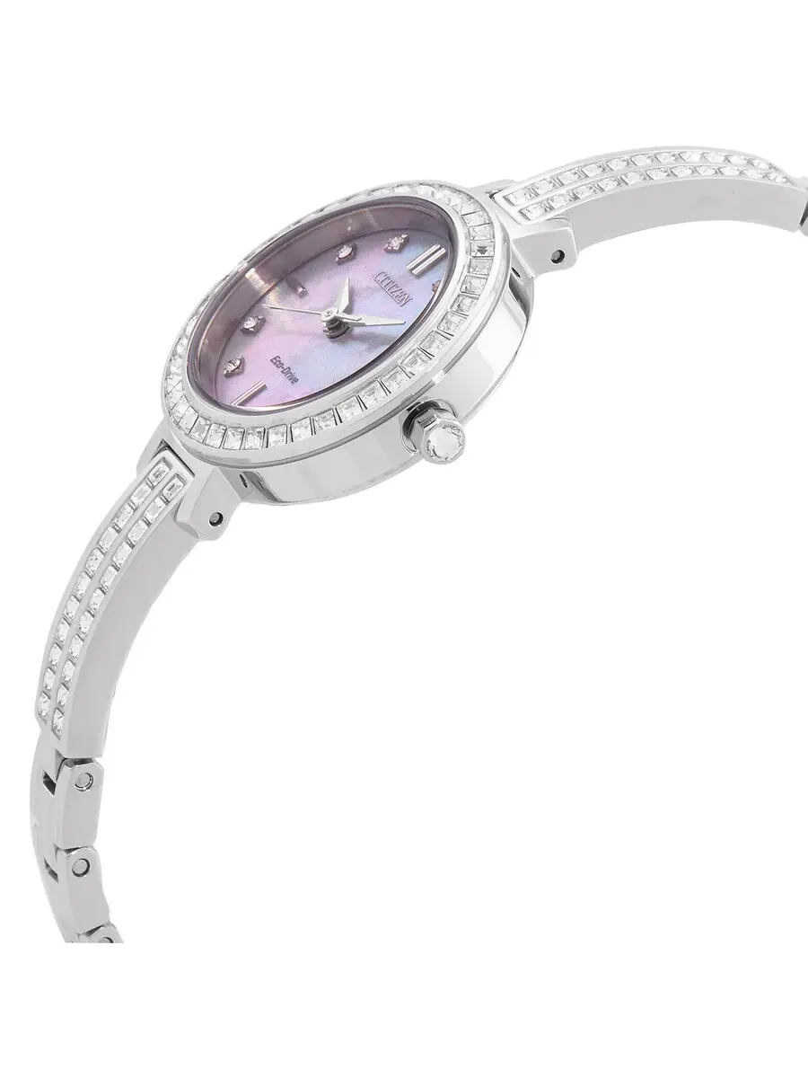 Женские часы Citizen Silhouette Crystal Eco-Drive с белым циферблатом EM0860-51D — изображение 2 из 3, оттенок серебряный