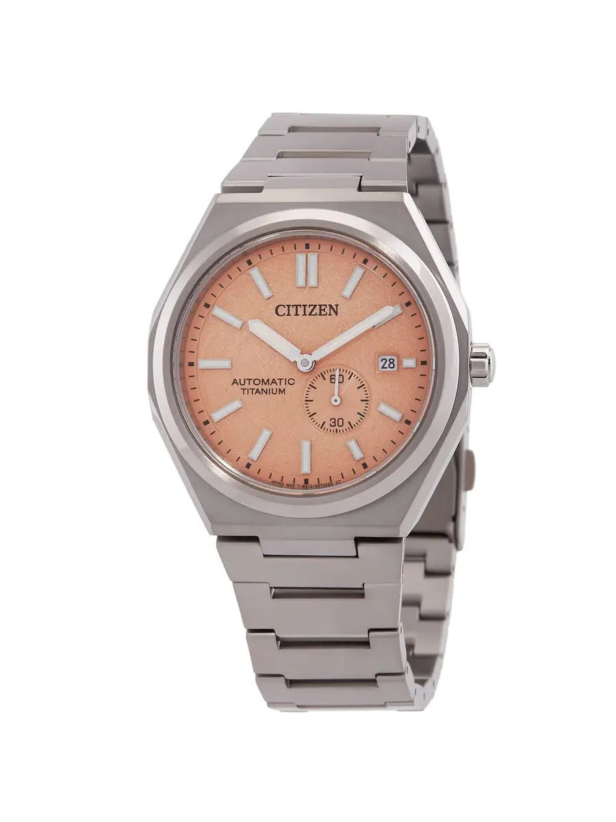 Мужские автоматические часы Citizen Zenshin с лососевым циферблатом NJ0180-80Z — изображение 1 из 3, оттенок серебряный