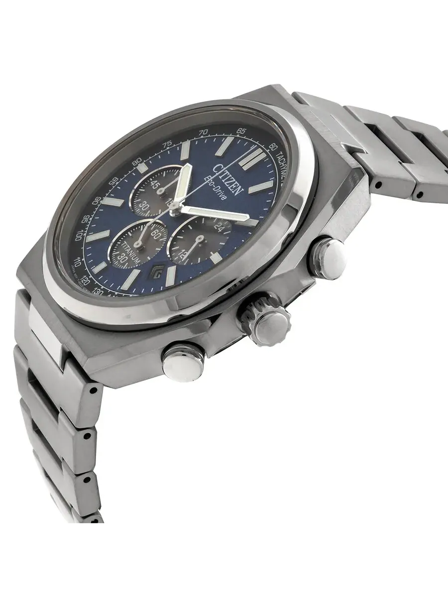 Мужские часы Citizen Zenshin Chronograph с синим циферблатом CA4610-85L — изображение 2 из 3, оттенок серебряный