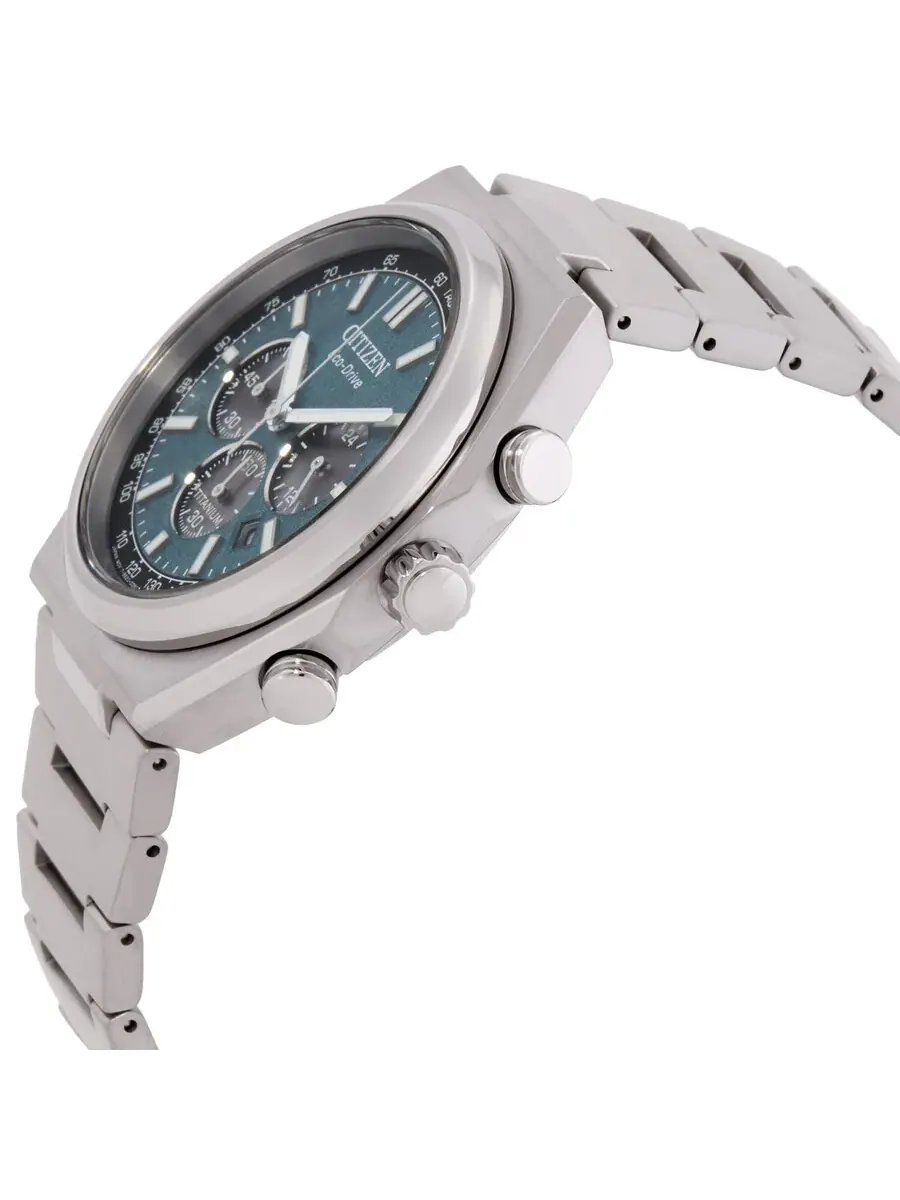 Мужские часы Citizen Zenshin Chronograph с зеленым циферблатом CA4610-85X — изображение 2 из 3, оттенок серебряный