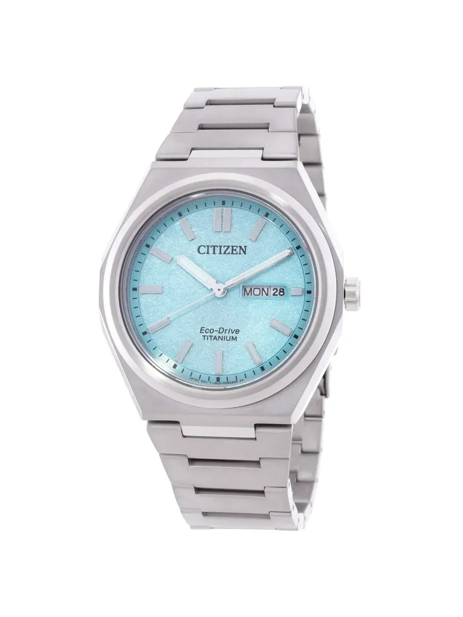 Мужские часы Citizen Zenshin Eco-Drive с бирюзовым циферблатом AW0130-85M — изображение 1 из 3, оттенок серебряный
