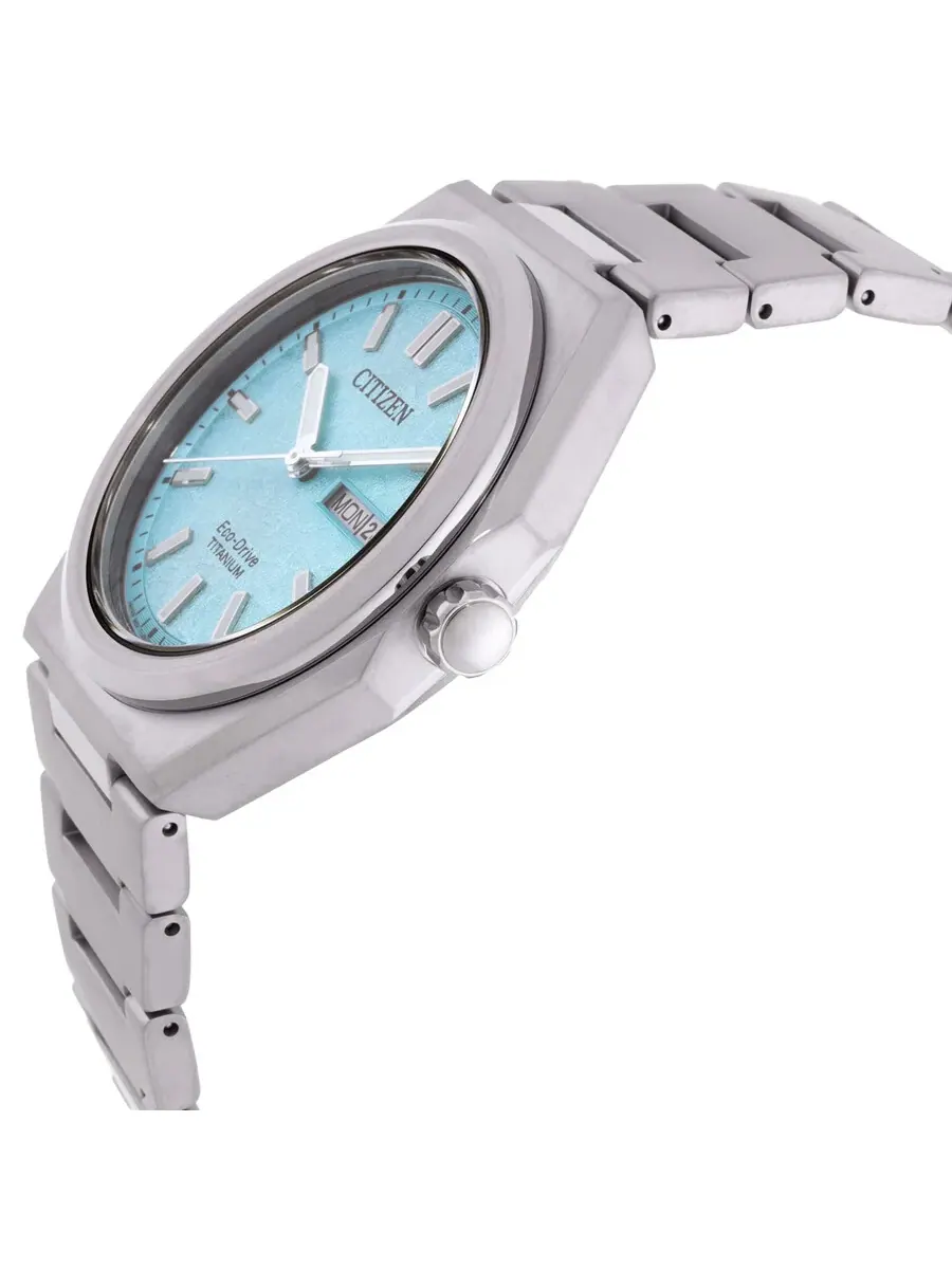Мужские часы Citizen Zenshin Eco-Drive с бирюзовым циферблатом AW0130-85M — изображение 2 из 3, оттенок серебряный