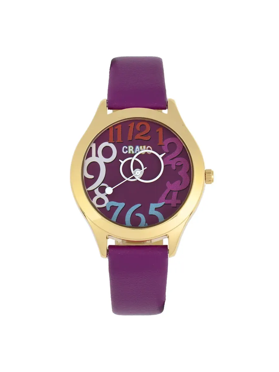 Часы унисекс Crayo Spirit Quartz с фиолетовым циферблатом CRACR5505