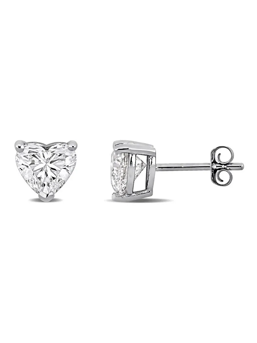 Серьги-гвоздики Created Forever 2 CT Heart с выращенными в лаборатории бриллиантами, белое золото 14 карат — белый