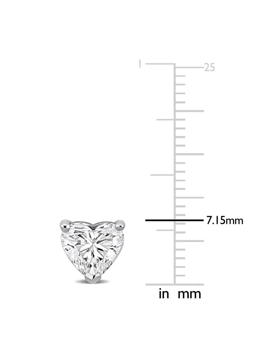 Серьги-гвоздики Created Forever 2 CT Heart с выращенными в лаборатории бриллиантами, белое золото 14 карат, оттенок белый