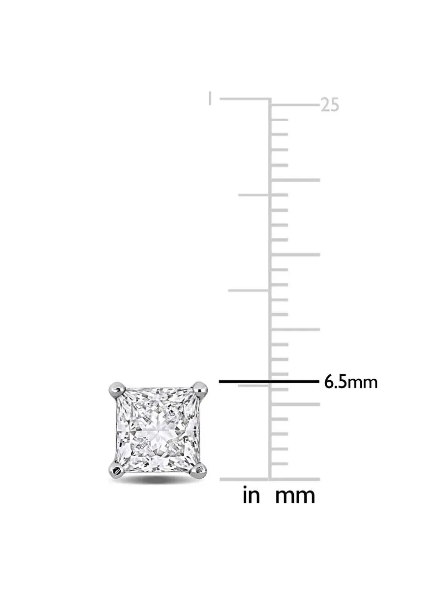 Серьги-гвоздики Created Forever 2 CT Princess с выращенными в лаборатории бриллиантами, белое золото 14 карат, оттенок белый