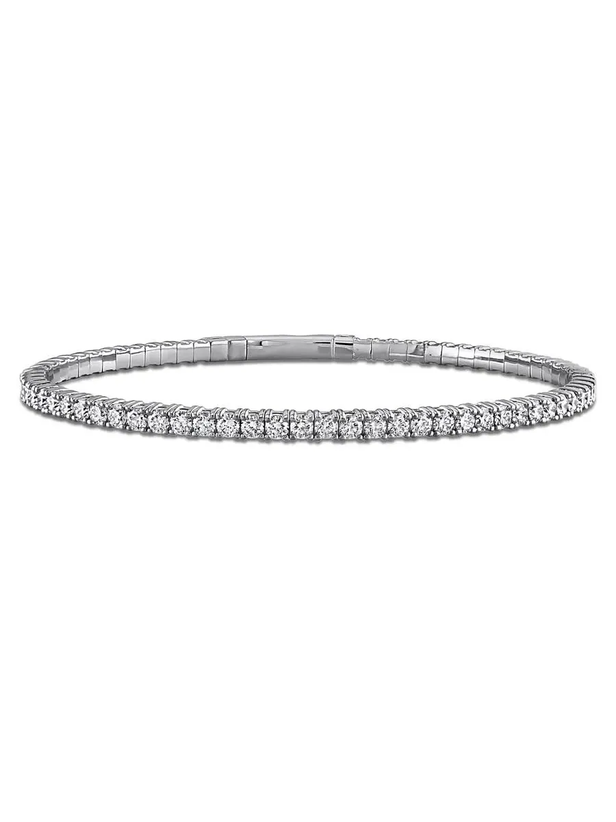Браслет Created Forever 4 CT CT tW из лабораторно выращенного алмаза в 14-каратном белом золоте - 7 дюймов, оттенок белый
