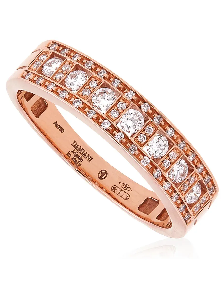 Кольцо Damiani Belle Epoque из розового золота 18 карат с бриллиантом — золотистый