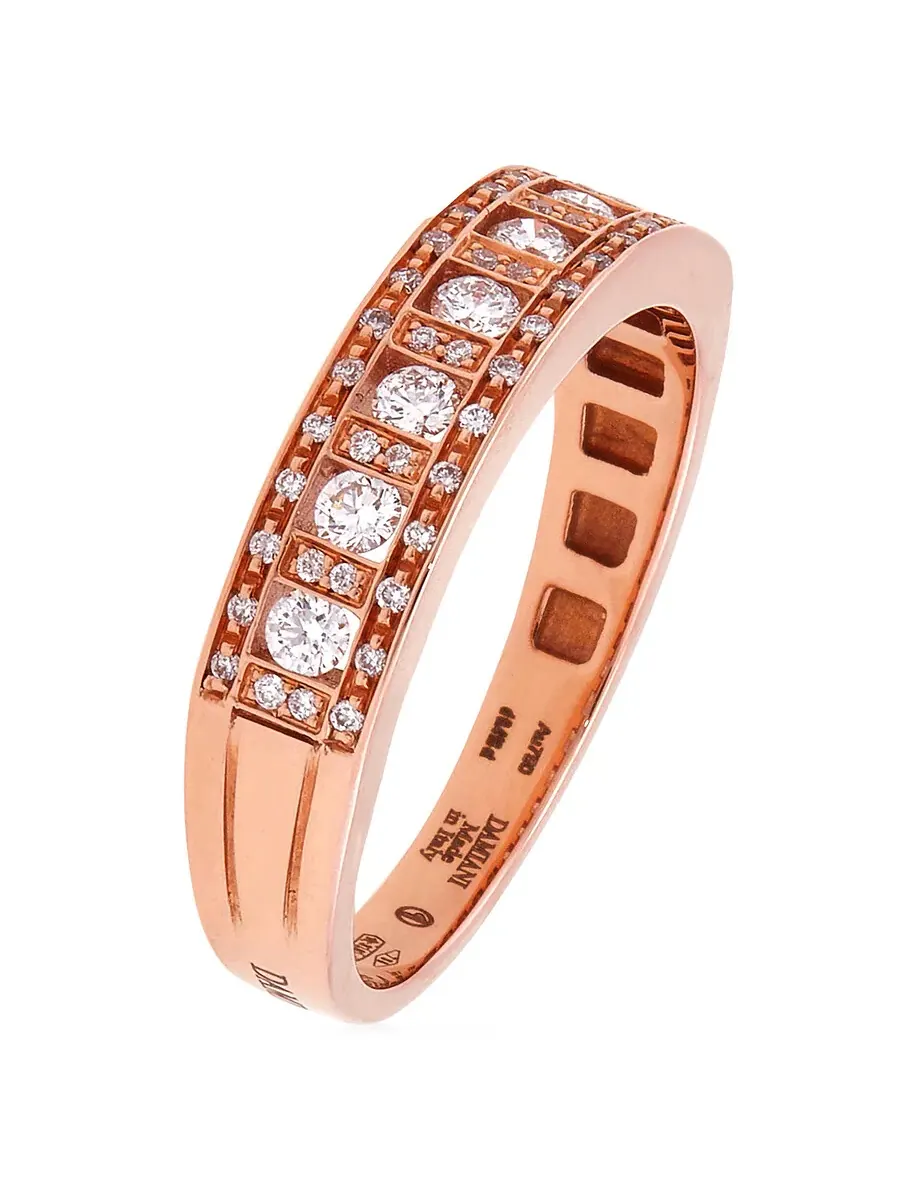 Кольцо Damiani Belle Epoque из розового золота 18 карат с бриллиантом — изображение 2 из 3, оттенок розовый золотистый
