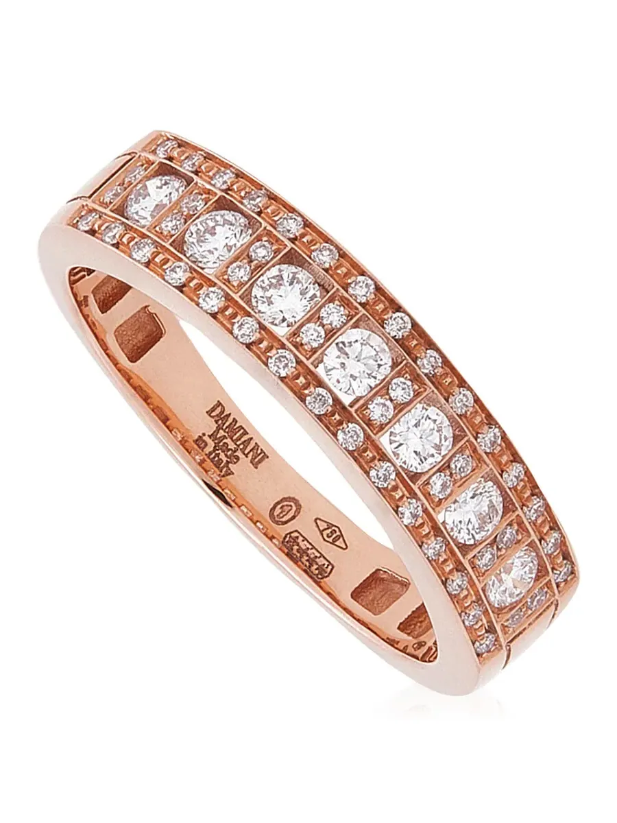 Кольцо Damiani Belle Epoque из 18-каратного розового золота с бриллиантом, размер 13 (США 6,5) — белый
