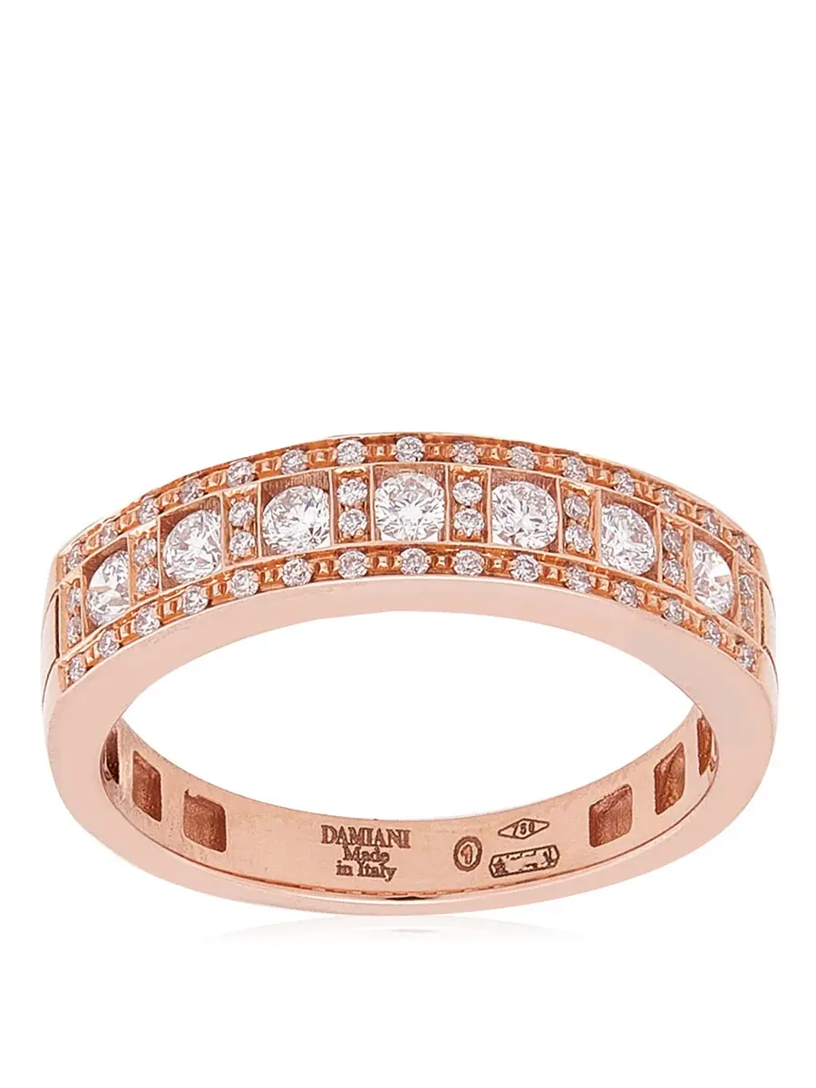 Кольцо Damiani Belle Epoque из 18-каратного розового золота с бриллиантом, размер 13 (США 6,5) — изображение 2 из 3