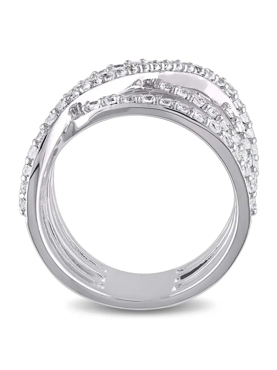 Кольцо Delmar White Topaz Crossover с раздельным ободом из стерлингового серебра Amour — изображение 3 из 4, оттенок белый