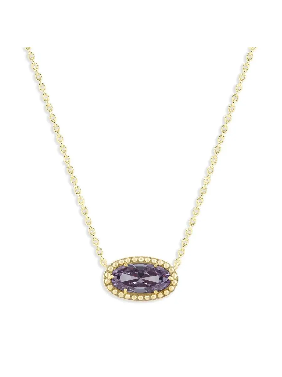Подвеска-ожерелье Belacqua Alexandrite для июня овальной формы из серебра 925 пробы с позолотой 14 карат — изображение 1 из 5