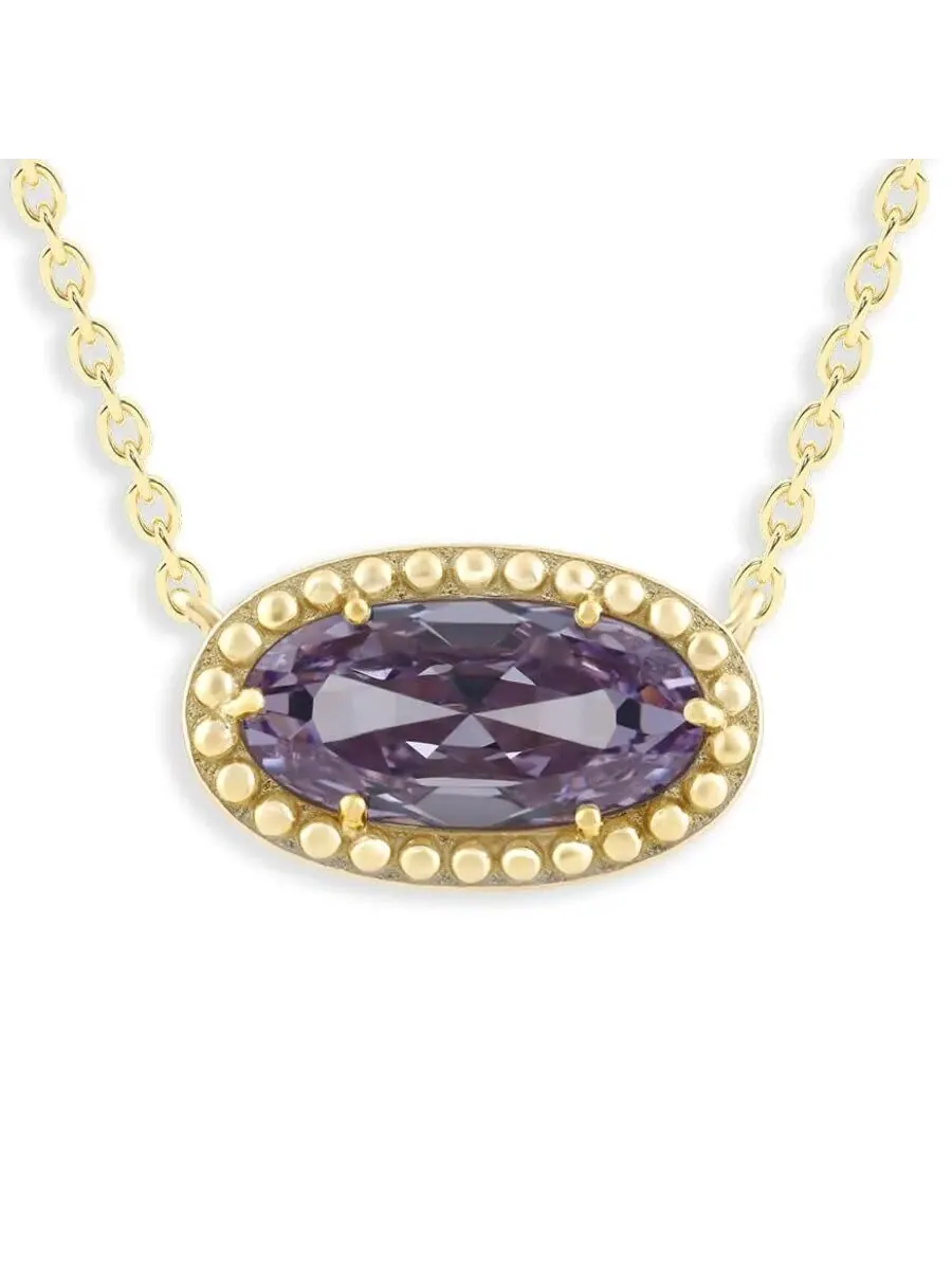 Подвеска-ожерелье Belacqua Alexandrite для июня овальной формы из серебра 925 пробы с позолотой 14 карат — изображение 3 из 5