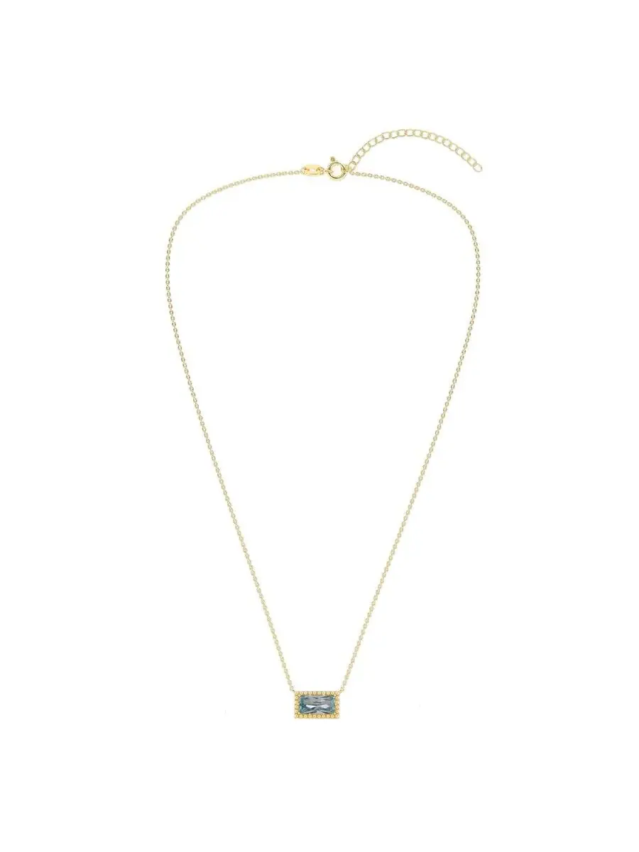 Кулон-ожерелье Belacqua Aquamarine March Birthstone Baguette из стерлингового серебра с позолотой 14K — изображение 4 из 5