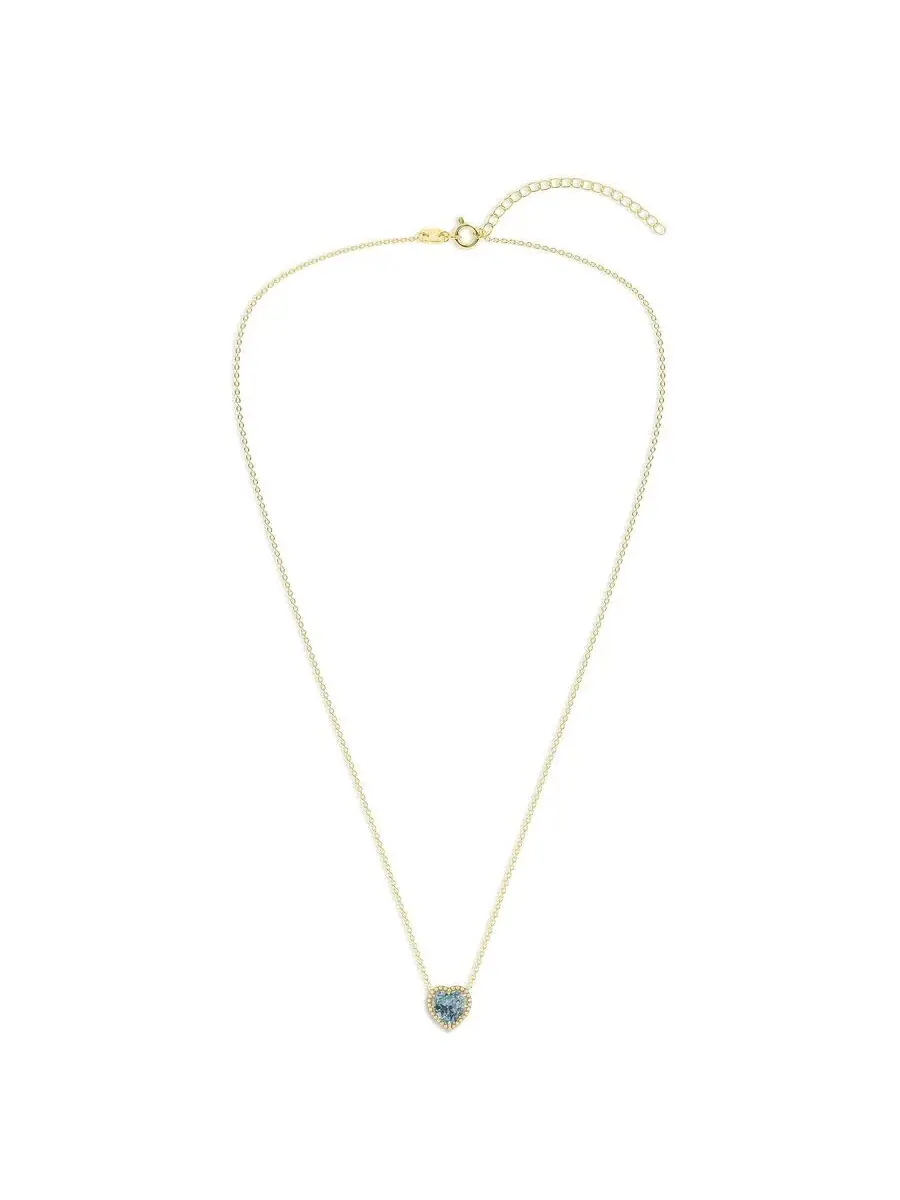 Подвеска-сердце Belacqua Aquamarine - камень рождения марта, ожерелье из серебра 925 пробы с позолотой 14 карат