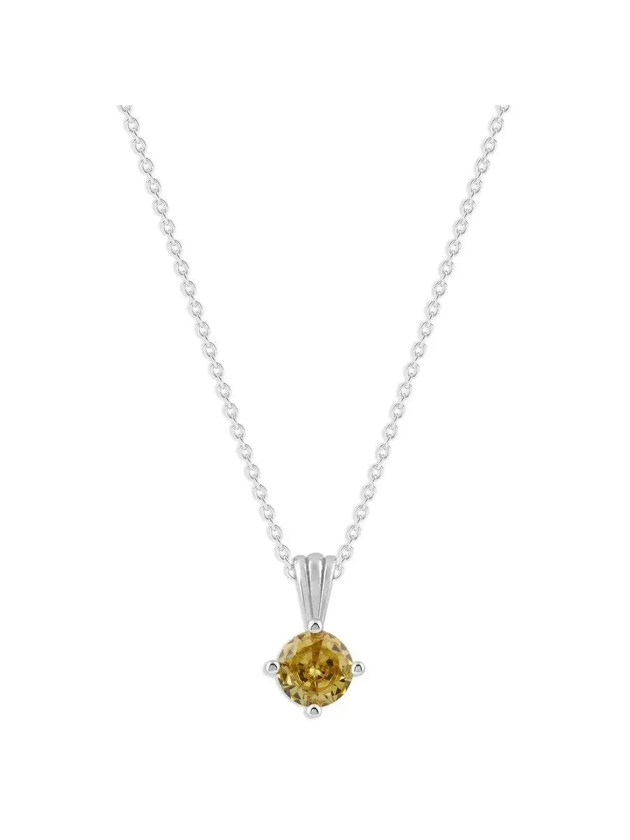 Круглый кулон-ожерелье с ноябрьским камнем рождения цитрин Белаква из стерлингового серебра Belacqua — изображение 1 из 5