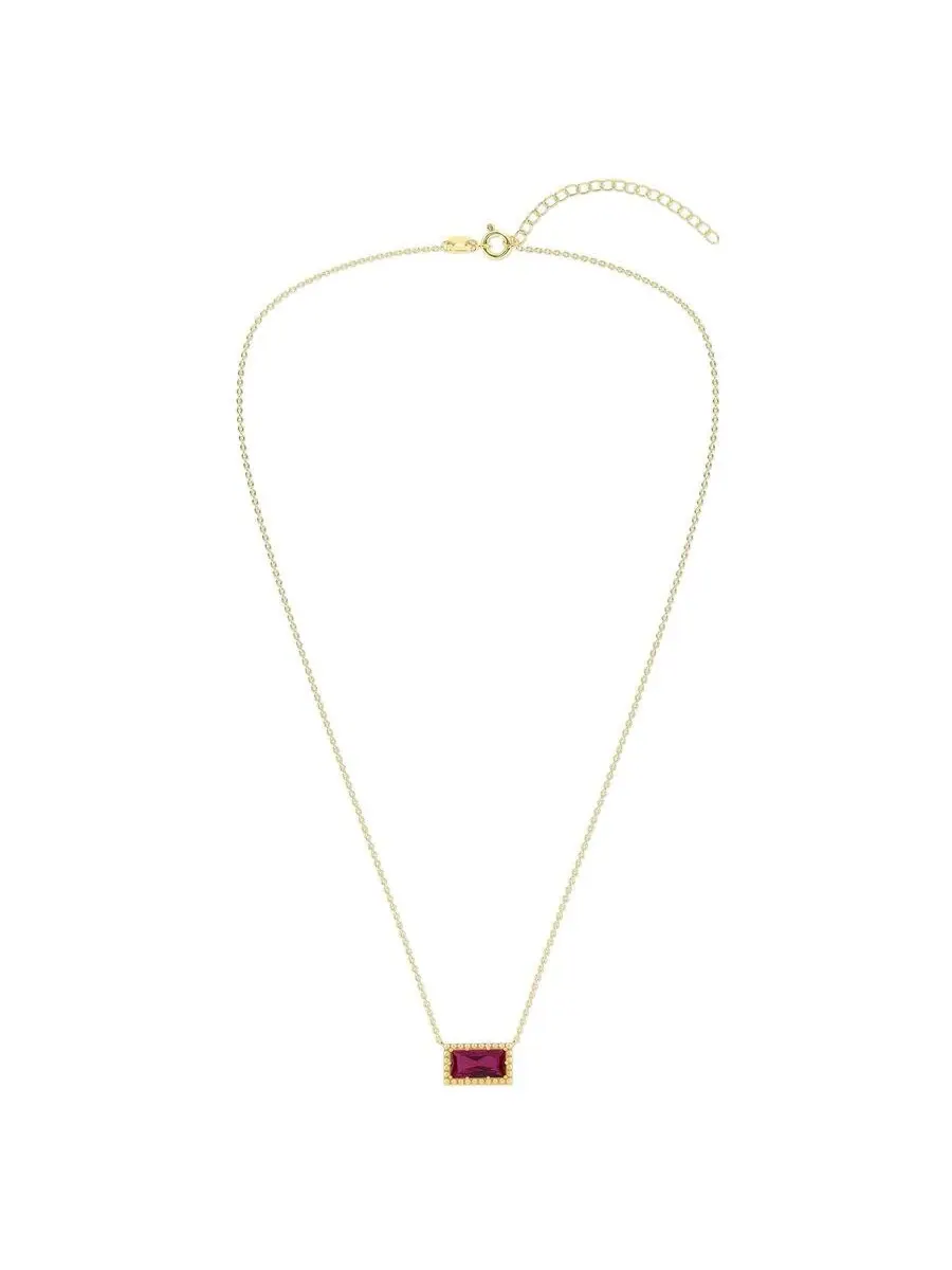 Подвеска-ожерелье Belacqua Siam Ruby July Birthstone с багетным камнем из серебра 14К с позолотой — изображение 4 из 5