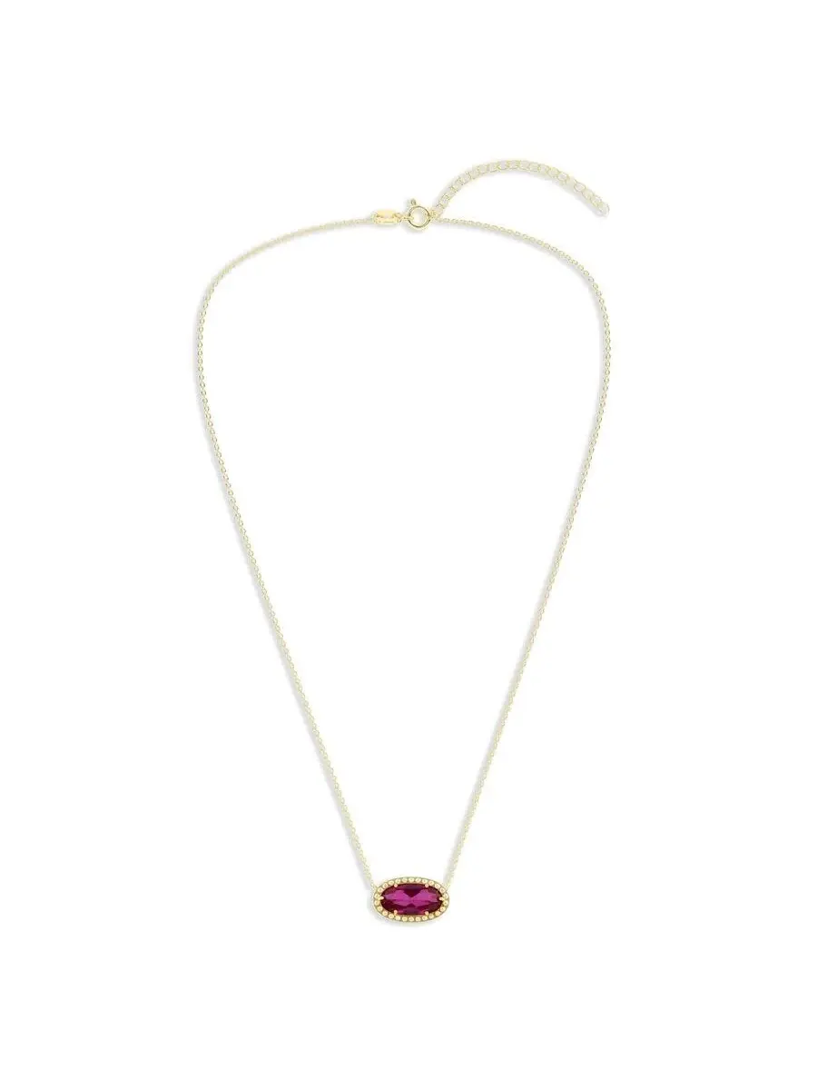 Подвеска-ожерелье Belacqua Siam Ruby для июля овальной формы из серебра 925 пробы с позолотой 14 карат — изображение 4 из 5