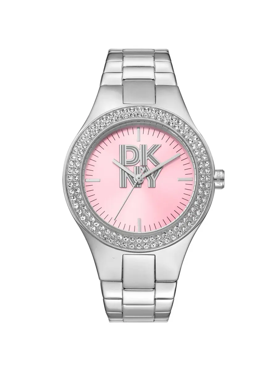 Женские модные часы DKNY с розовым циферблатом DK1L025M0025 — серебристый