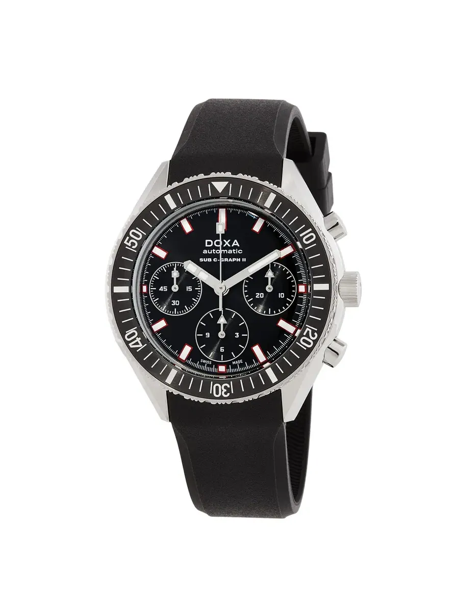 Мужские часы Doxa SUB 200 C-Graph II Chronograph Automatic с черным циферблатом 797.10.101.20 — черный
