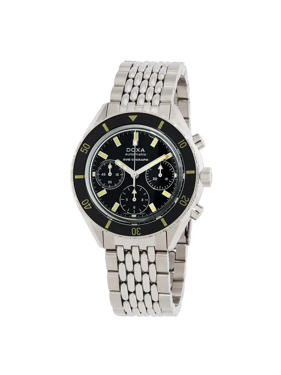 Часы Doxa Sub 200 C-graph Sharkhunter Chronograph Automatic Black Dial Watch 798.10.101.10
