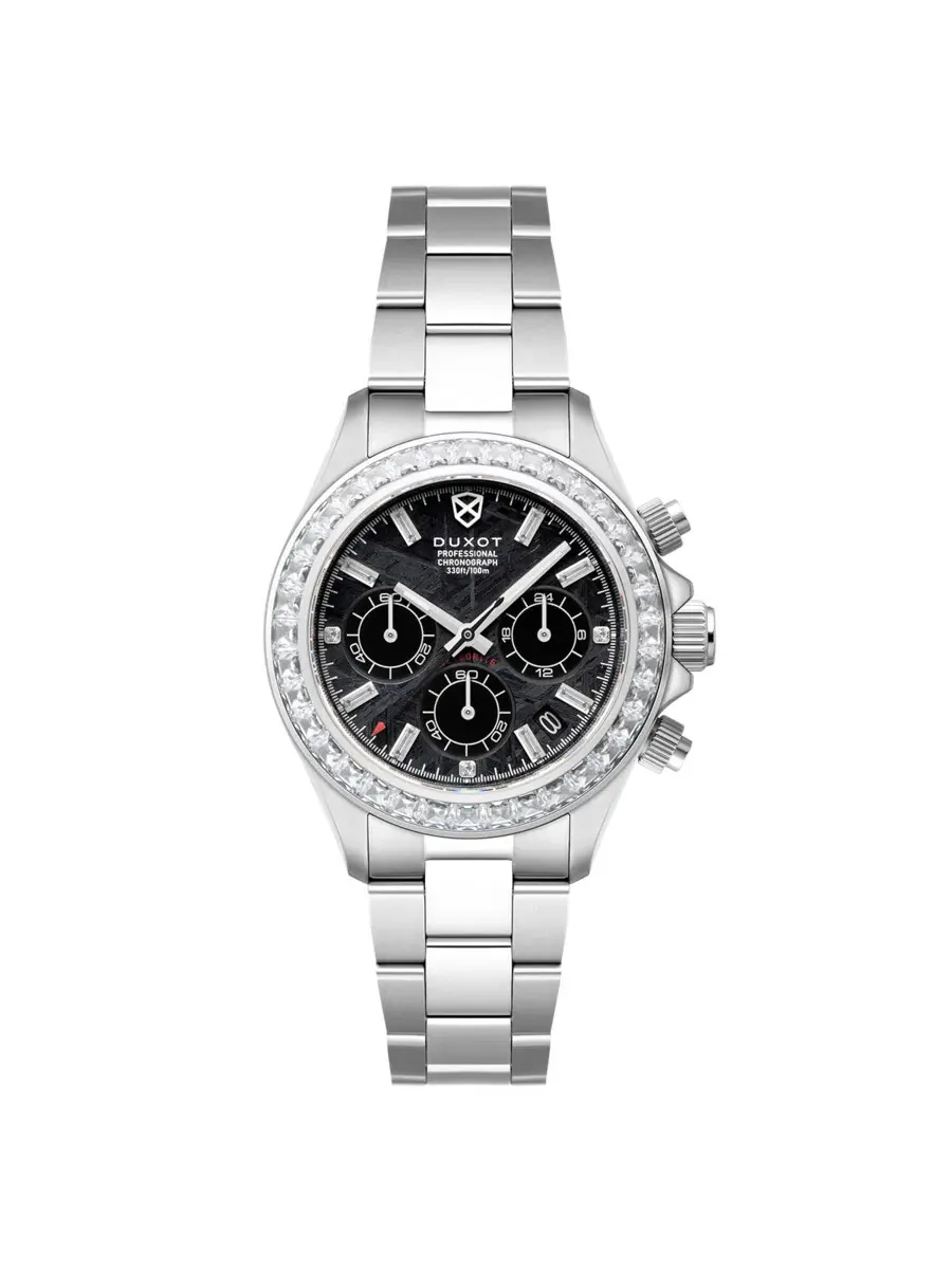 Мужские кварцевые часы Duxot Accelero Meteorite Chronograph с черным циферблатом DX-2071-11 — серебристый