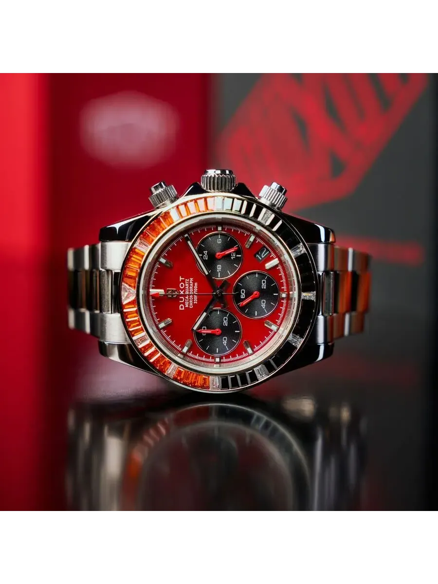 Мужские часы Duxot Accelero Rainbow Chronograph Quartz с красным циферблатом DX-2064-AA — изображение 4 из 4, оттенок красный